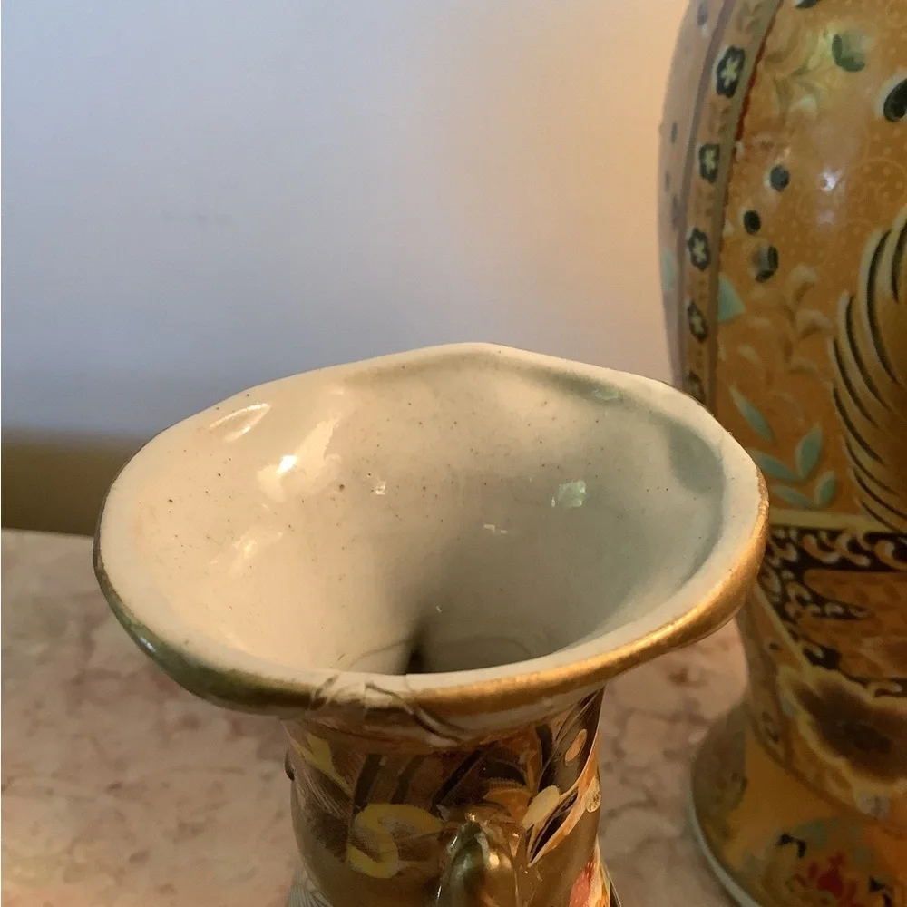 Set Vintage Asian Satsuma Style Ginger Jars + Vase - Picture 8 of 12